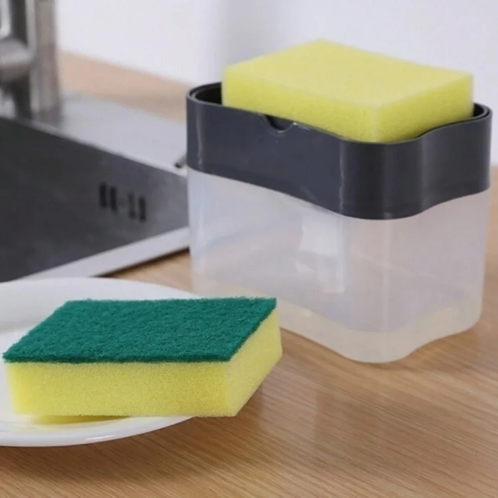 Press Sponge Dishwashing Soap Dispenser Gray‎